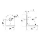 Уголок мебельный ТУНДРА, 20х20х16 мм, в упаковке 20 шт. - фото 24534178