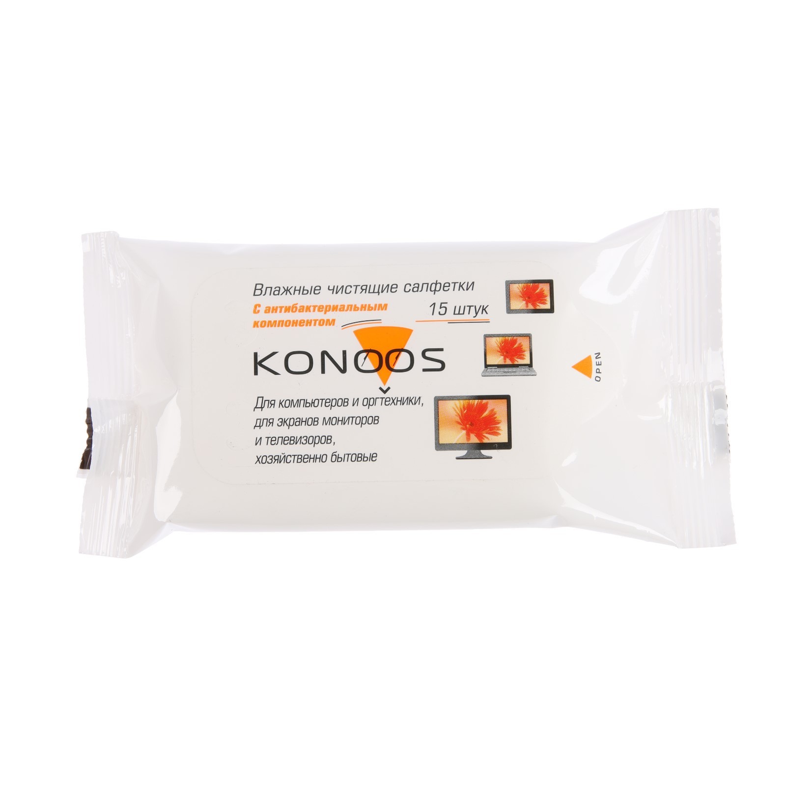 Салфетки для очистки техники Konoos KSN-15, влажные, для экранов, уп ...