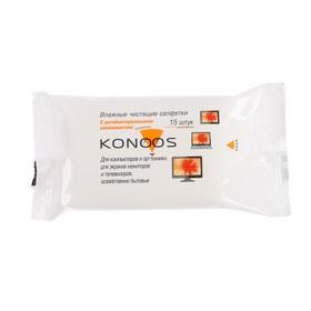 Салфетки для очистки техники Konoos KSC-15, влажные, для экранов, уп., 15 шт