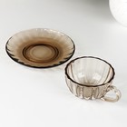 Чайная пара стеклянная «Дымка», 2 предмета: чашка 200 мл, блюдце - Фото 2