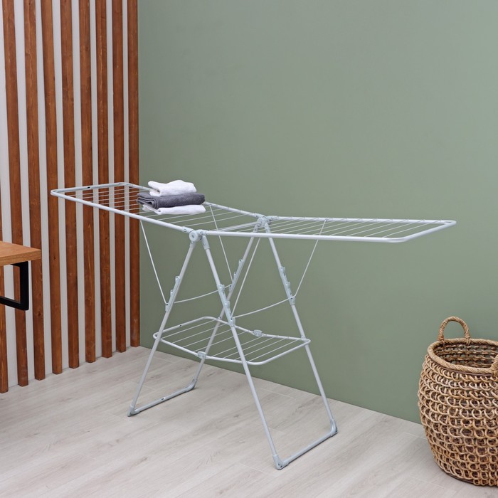 Сушилка для белья напольная складная, рабочая длина 21 м, цвет матовый серый - Фото 1