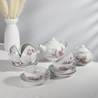 Чайный сервиз «Дачный Багульник», 14 предметов: заварочный чайник, сахарница, 6 чашек, 6 блюдец - фото 8097598