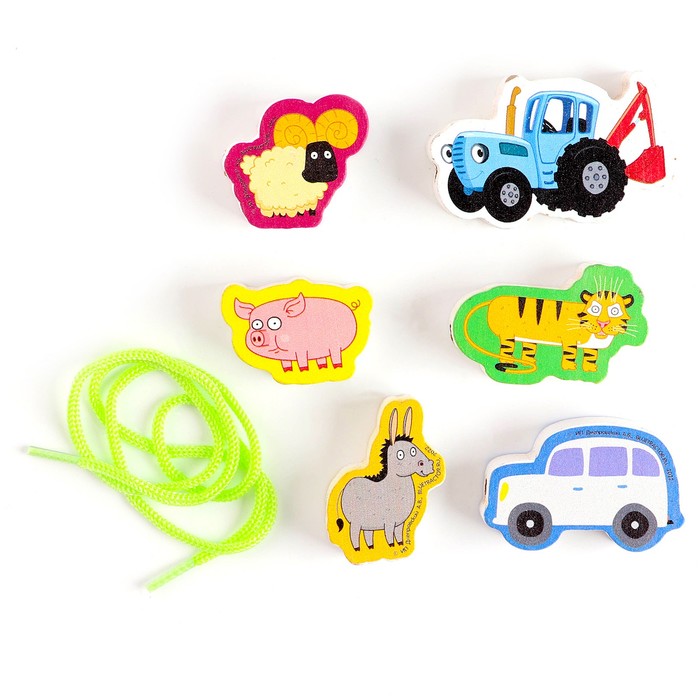 Шнуровка-бусы «Синий трактор»