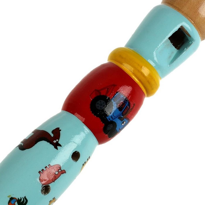 Игрушка деревянная «Дудочка. Синий трактор» 23 см - фото 1884190075