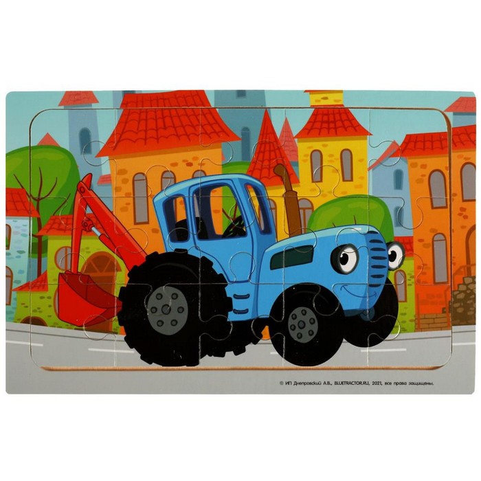 Игрушка деревянная «Пазл. Синий трактор» 22 × 15 см