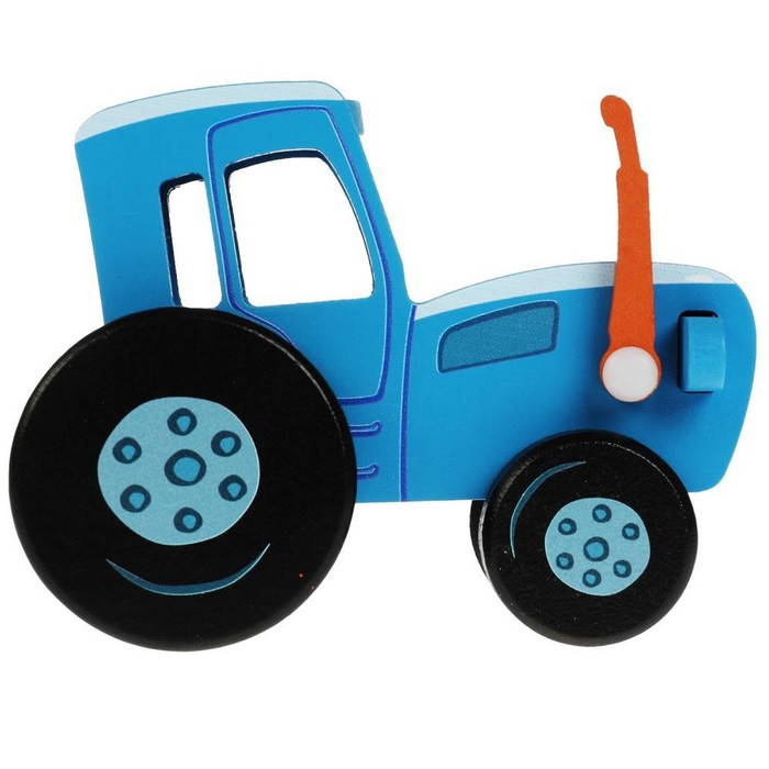 Игрушка деревянная «Объёмная каталка. Синий трактор» 12 см - фото 1906279050