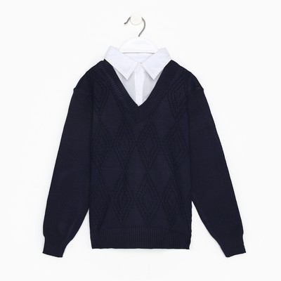 Джемпер-обманка для мальчиков, синий, рост 158-164 см