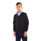 Школьный джемпер-обманка для мальчиков, цвет чёрный, рост 128-134см - фото 10510807