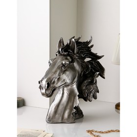 Фигура "Голова коня", полистоун, 55 см, серебро, 1 сорт, Иран