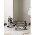 Набор фигур «Такса», полистоун, 35 см, цвет серебро - фото 22237728