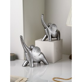 Набор фигур "Слоны", полистоун, 31 см, серебро, Иран, 1 сорт