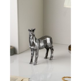 Фигура "Пони", полистоун, 25 см, серебро, 1 сорт, Иран
