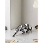 Садовая фигура "Крадущаяся львица", полистоун, 14 см, серебро, 1 сорт, Иран - фото 10511409