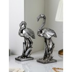 Набор фигур "Фламинго", полистоун, 42 см, серебро, Иран, 1 сорт - фото 10511413