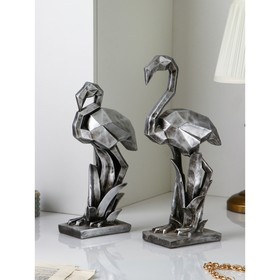Набор фигур "Фламинго", полистоун, 42 см, серебро, Иран, 1 сорт