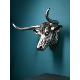 Набор фигур "Голова быка", полистоун, 60 см, серебро, 1 сорт, Иран