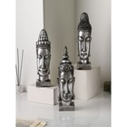 Набор садовых фигур "Будда", полистоун, 40 см, серебро, 1 сорт, Иран - фото 10511432
