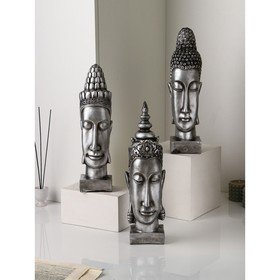 Набор садовых фигур "Будда", полистоун, 40 см, серебро, 1 сорт, Иран