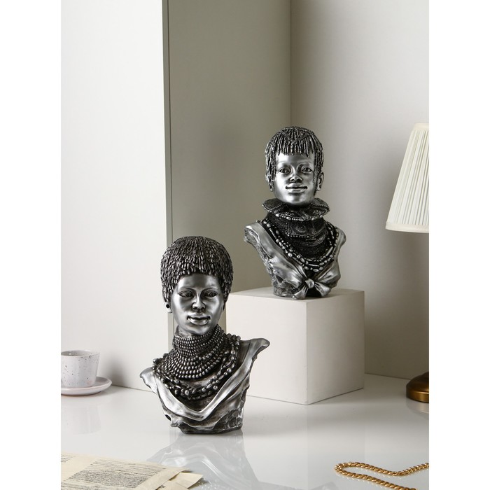 Набор Фигур "Бюст женщины", полистоун, 37 см, серебро, Иран, 1 сорт - фото 1907726602