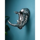 Настенная фигура "Голова носорога", полистоун, 50 см, серебро, Иран, 1 сорт - фото 10511493