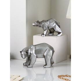 Набор фигур "Медведь", полистоун, 19 см, серебро, Иран, 1 сорт