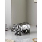 Фигура "Носорог", полистоун, 15 см , серебро, 1 сорт, Иран - фото 10511525