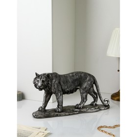 Фигура "Тигр", полистоун, 31 см, серебро, 1 сорт, Иран