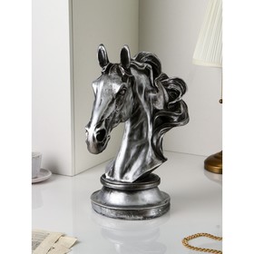 Фигура "Голова коня", полистоун, 44 см, серебро, 1 сорт, Иран