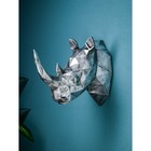 Настенная фигура "Голова носорога", полистоун, 39 см, серебро, Иран, 1 сорт - фото 10511551