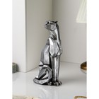 Садовая фигура "Кошка", геометрия, полистоун, 41 см, серебро, 1 сорт, Иран - фото 10511568