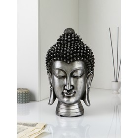 Фигура "Голова Будды", полистоун, 40 см, серебро, Иран, 1 сорт