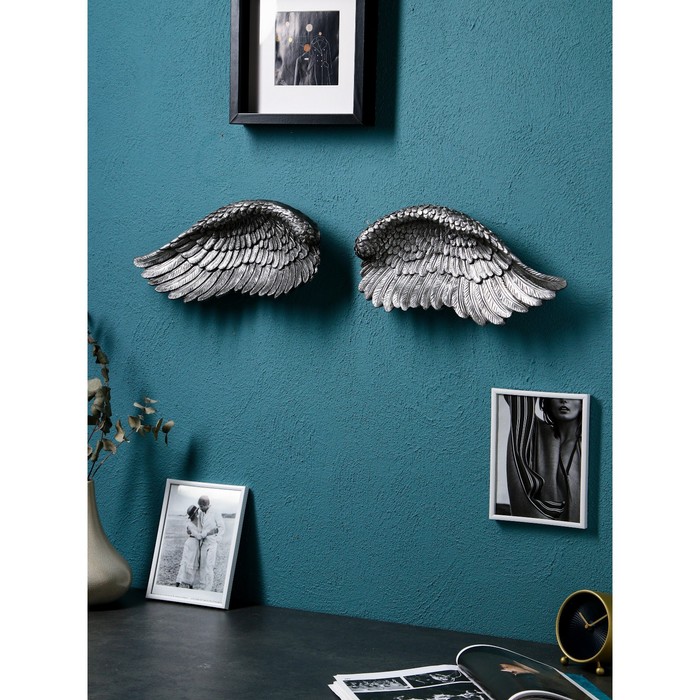 Набор фигур "Крылья", полистоун, цвет серебро, Иран, 1 сорт - фото 1907726607