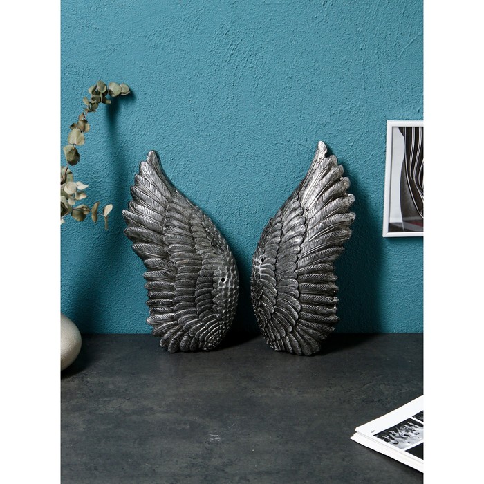 Набор фигур "Крылья", полистоун, цвет серебро, Иран, 1 сорт - фото 1907726610
