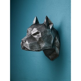 Настенная фигура "Голова собаки", полистоун, 35 см, серебро, Иран, 1 сорт