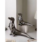 Набор фигур "Крокодильчик", полистоун, 46 см, серебро, 1 сорт, Иран - фото 10511713
