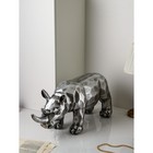 Фигура "Носорог", геометрия, полистоун, 34 см, серебро, 1 сорт, Иран - фото 10511735