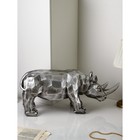 Фигура "Носорог", геометрия, полистоун, 34 см, серебро, 1 сорт, Иран - Фото 2