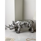 Фигура "Носорог", геометрия, полистоун, 34 см, серебро, 1 сорт, Иран - Фото 3