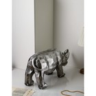 Фигура "Носорог", геометрия, полистоун, 34 см, серебро, 1 сорт, Иран - Фото 4