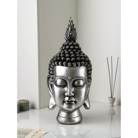 Фигура "Голова Будды", полистоун, 59 см, серебро, Иран, 1 сорт