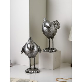 Набор фигур "Птички", полистоун, 44 см, серебро, 1 сорт, Иран