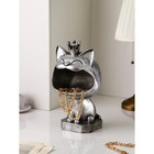 Подставка для мелочей "Кот король", полистоун, 38 см, серебро, Иран, 1 сорт - фото 10511866