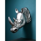 Фигура "Голова носорога", полистоун, 71 см, серебро, 1 сорт, Иран - фото 319484870