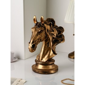Фигура "Голова коня", полистоун, 44 см, золото, 1 сорт, Иран