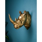 Настенная фигура "Голова носорога", полистоун, 39 см, золото, Иран, 1 сорт - фото 319485048