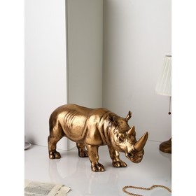 Фигура 'Носорог', полистоун, 32 см, золото, 1 сорт, Иран