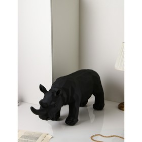 Фигура 'Носорог', геометрия, полистоун, 34 см, чёрный матовый, 1 сорт, Иран