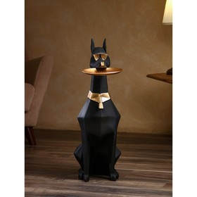 Подставка для мелочей "Собака", полистоун, 75 см, чёрно-золотой, Иран, 1 сорт