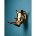 Настенная фигура "Голова носорога", полистоун, 28 см, золото, Иран, 1 сорт - фото 10512509