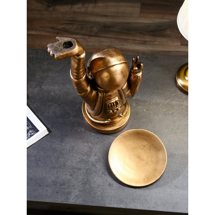 Подставка для мелочей "Космонавт", полистоун, 47 см, золото, Иран, 1 сорт